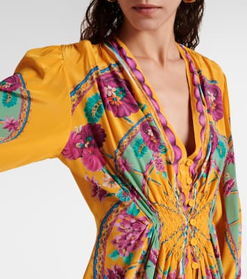 Robe longue en satin de soie à fleurs | La DoubleJ