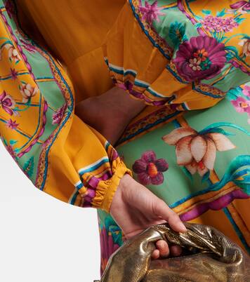 Robe longue en satin de soie à fleurs | La DoubleJ