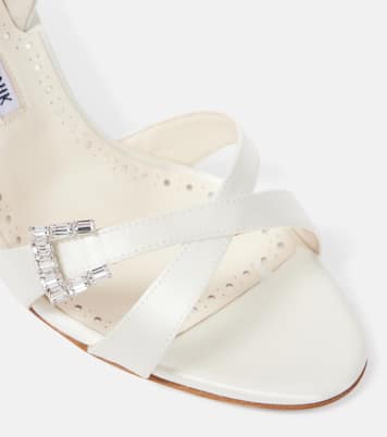 Ramisli embellished satin slingback sandals | Manolo Blahnik