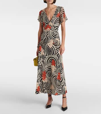 Robe longue Evie imprimée en soie  | Rixo