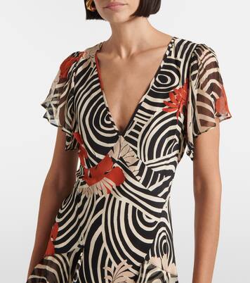 Robe longue Evie imprimée en soie  | Rixo