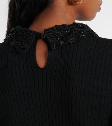 Verziertes Top aus Rippstrick | Carolina Herrera