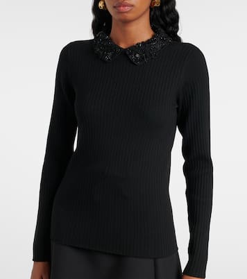 Verziertes Top aus Rippstrick | Carolina Herrera