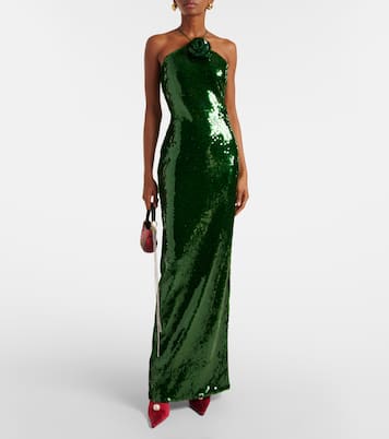 Robe longue à sequins et fleur | Magda Butrym