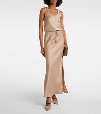 Satin maxi dress | Brunello Cucinelli