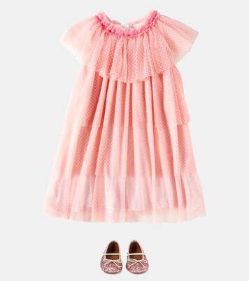 Ruffled tiered polka-dot tulle dress | Patachou
