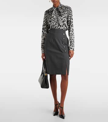 Jupe midi en laine vierge | Dolce&Gabbana