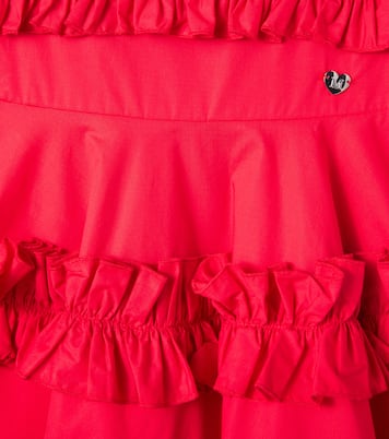 Ruffle-trimmed cotton poplin dress | Monnalisa