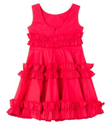 Ruffle-trimmed cotton poplin dress | Monnalisa