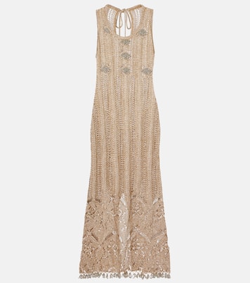 Verziertes Midikleid aus Häkelstrick | Rabanne