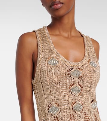 Verziertes Midikleid aus Häkelstrick | Rabanne