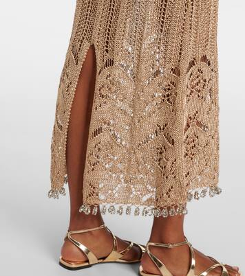 Verziertes Midikleid aus Häkelstrick | Rabanne