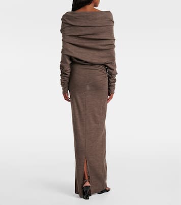 Draped semi-sheer wool maxi dress | Entire Studios