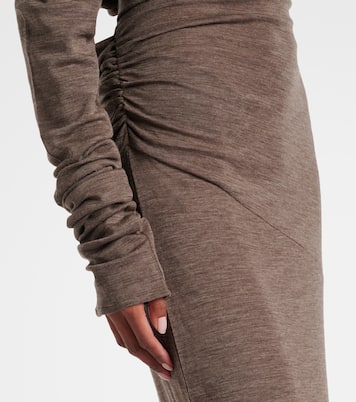 Draped semi-sheer wool maxi dress | Entire Studios