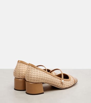 Elisa 45 raffia-effect Mary Jane pumps | Jimmy Choo
