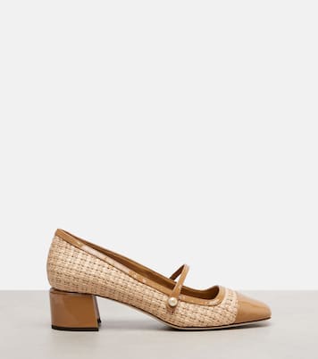 Elisa 45 raffia-effect Mary Jane pumps | Jimmy Choo