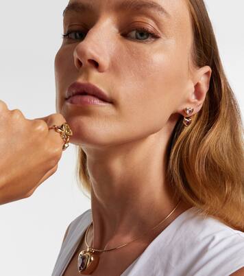 Ohrringe aus 14kt Gelbgold mit Turmalin und Rosenquarz | Roxanne First