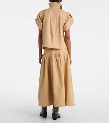 Bow-detail cotton and linen top | Ganni