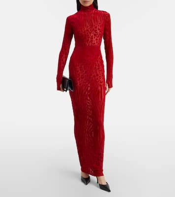 Robe longue imprimée à col roulé | Alex Perry