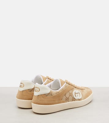 G75 GG Canvas suede-trimmed sneakers | Gucci