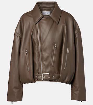 Cropped leather biker jacket | Loewe