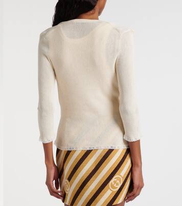 Lace-trimmed ribbed-knit cotton cardigan | Gucci
