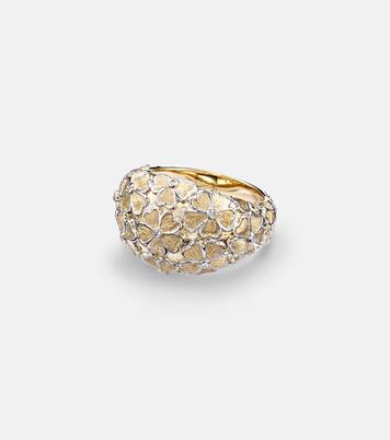 Ring Dôme Fleurie aus 9kt Gelb- und Weißgold (375/1000) mit Diamanten | Yvonne Léon
