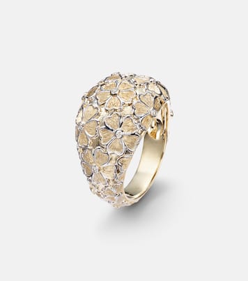 Ring Dôme Fleurie aus 9kt Gelb- und Weißgold (375/1000) mit Diamanten | Yvonne Léon