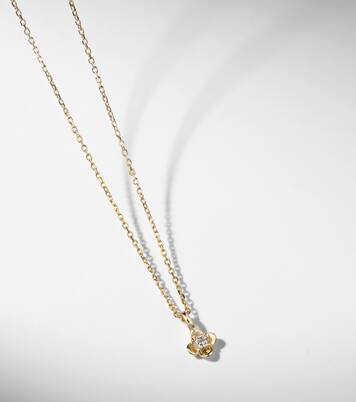 Clover 14kt gold pendant necklace with diamonds | Stone and Strand