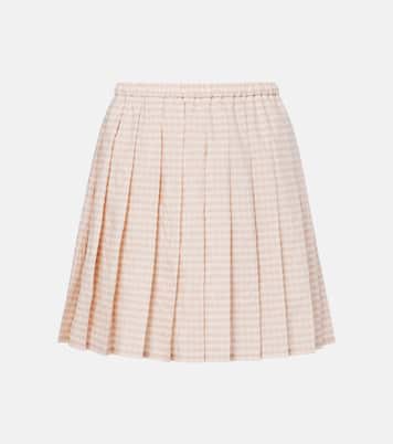 Checked pleated cotton-blend miniskirt | Moncler