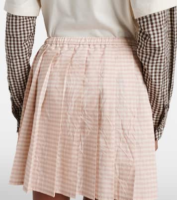 Checked pleated cotton-blend miniskirt | Moncler
