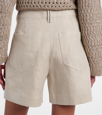 Bermuda in lino e cotone a vita alta | Brunello Cucinelli