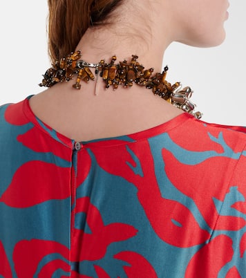 Robe midi en satin à fleurs | Dries Van Noten