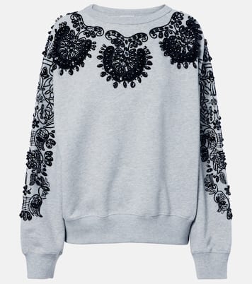 Embellished cotton jersey sweatshirt | Dries Van Noten