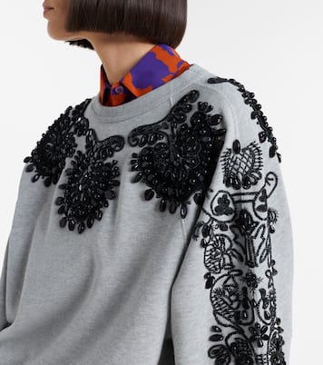 Embellished cotton jersey sweatshirt | Dries Van Noten