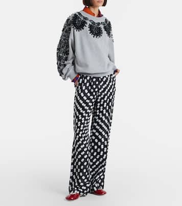 Embellished cotton jersey sweatshirt | Dries Van Noten