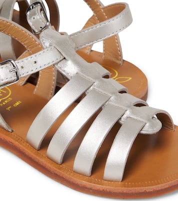 Sandalen Plagette Strap aus Metallic-Leder | Pom d'Api