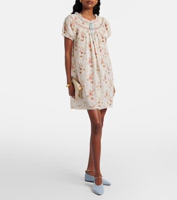 Floral lace-trimmed cotton poplin minidress | Dôen