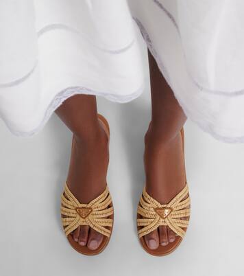 Crochet raffia-effect slides | Prada