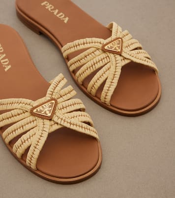 Crochet raffia-effect slides | Prada