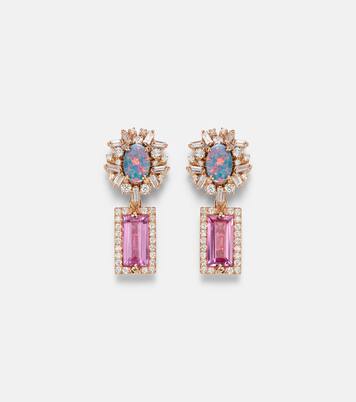 18kt rose gold drop earrings with gemstones | Suzanne Kalan
