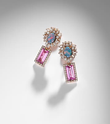 18kt rose gold drop earrings with gemstones | Suzanne Kalan