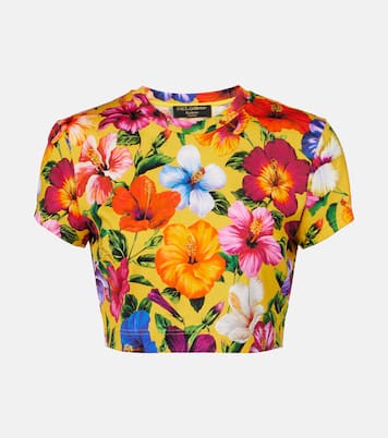 Crop top de algodón floral | Dolce&Gabbana
