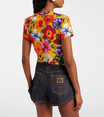 Crop top de algodón floral | Dolce&Gabbana