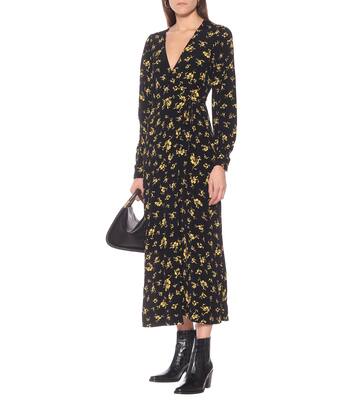 Vestido largo de crepé floral | Ganni