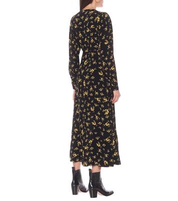 Vestido largo de crepé floral | Ganni