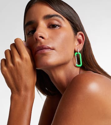 Einzelner Ohrring Chiara aus 18kt Weißgold mit Sterlingsilber, Emaille und Diamanten | Eéra