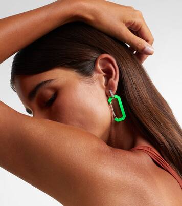 Einzelner Ohrring Chiara aus 18kt Weißgold mit Sterlingsilber, Emaille und Diamanten | Eéra