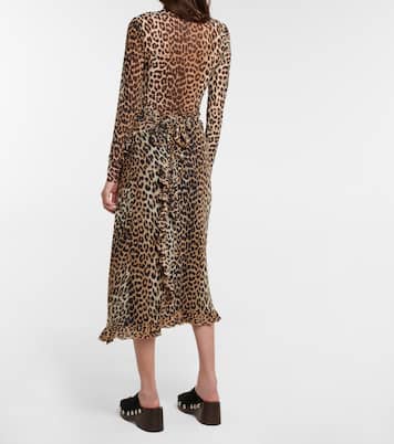 Leopard-print wrap midi skirt | Ganni