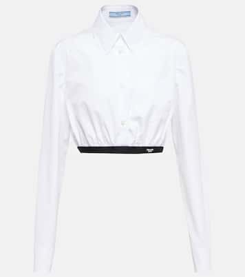 Camicia cropped in cotone | Prada